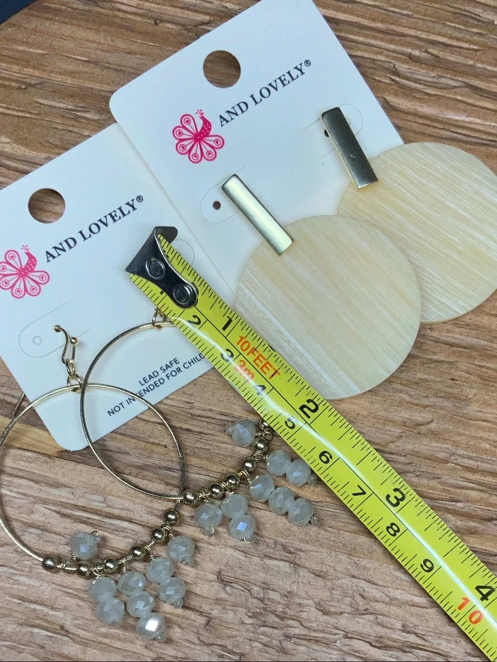 And Lovely Dangle Hoop & Cream Disc Gold Tone Earring Set